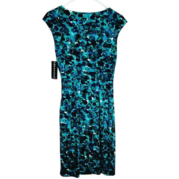 Connected Apparel Womens Blue/Teal Abstract Print Dress Size 8 NWT - Picture 3 of 11